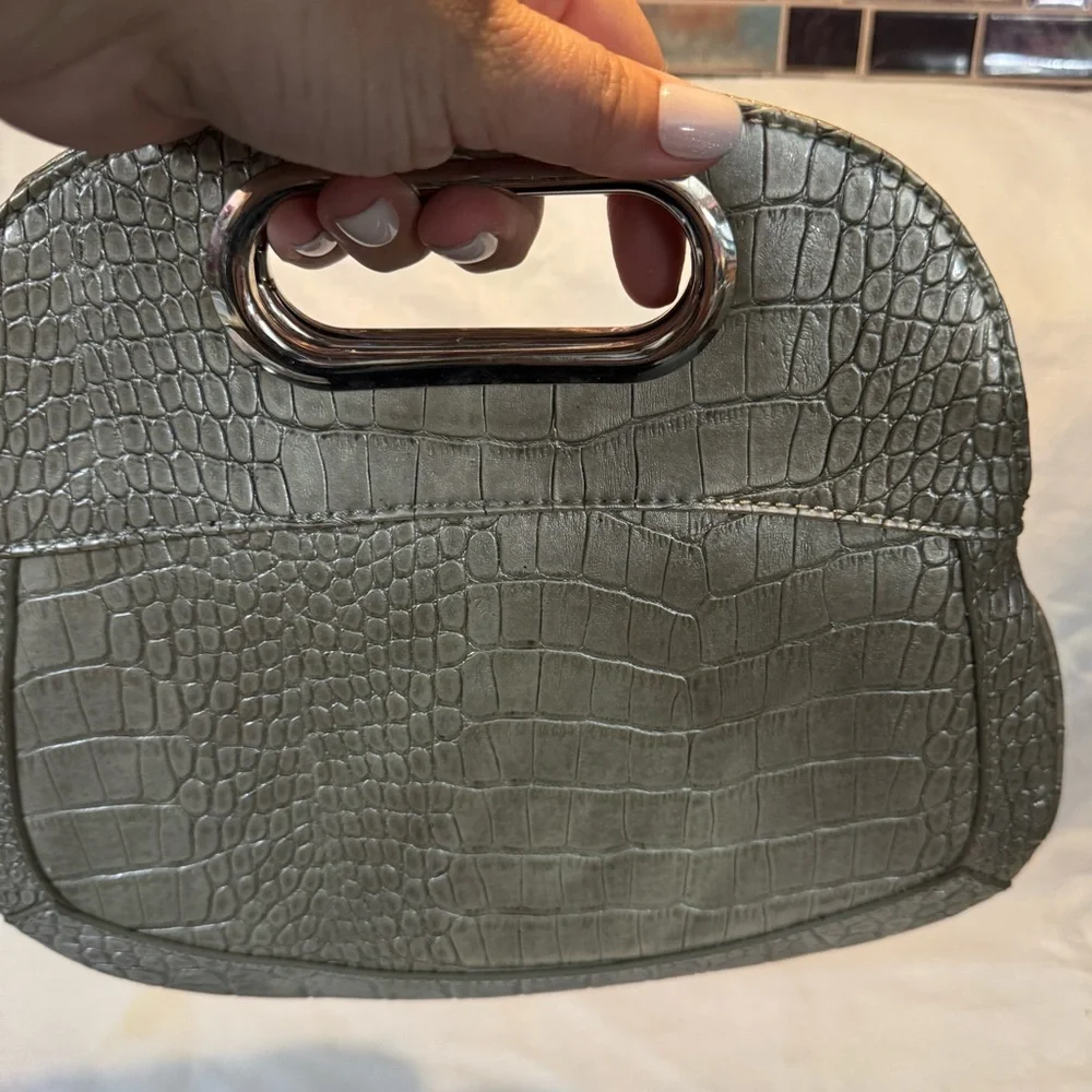 Nine West Metallic Crocodile-Embossed Clutch